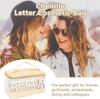 Iqimott Preppy Clear Makeup Bag Mama Pouch, Chenille Letter Cosmetic Bag - Image 5