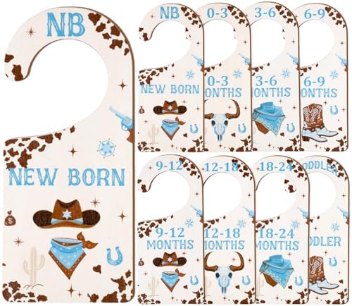 Baby Closet Dividers 8PCS, Western Cowboy Theme Wooden Double-Sided Clothes by CORNERLACE