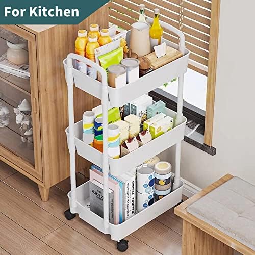 EZ COZY 3 Tier Rolling Cart, Plastic Diaper Cart Organizer - Image 5