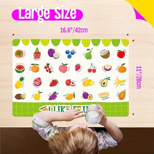 6 Pack Placemats for Kids, Non-Slip Washable Table Mats, Reusable Food Themed - Image 5