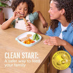 Ello Clean Start Ceramic Toddler Divided Plates, 2 Pack, Quiet Tide - Image 2