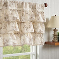 jinchan Ruffled Floral Valance Curtain 18 Inch 1 Panel Taupe on Beige by JINCHAN