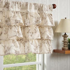 jinchan Ruffled Floral Valance Curtain 18 Inch 1 Panel Taupe on Beige by JINCHAN