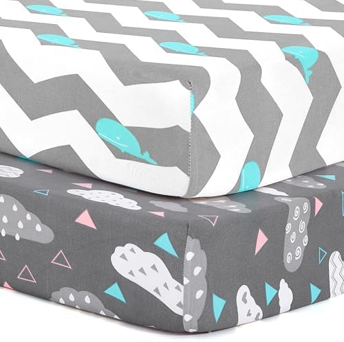 Stretchy Pack and Play Fitted Sheets: 2 Pack Mini Crib Sheets 38x26 by BROLEX