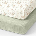Organic Pack and Play Sheets Fitted 38”x26” 100% Muslin Cotton, Mini Crib by Knirose