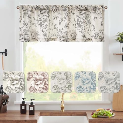 Vangao Floral Valances for Windows Alice Black W50 X 18L 1 Panel - Image 2