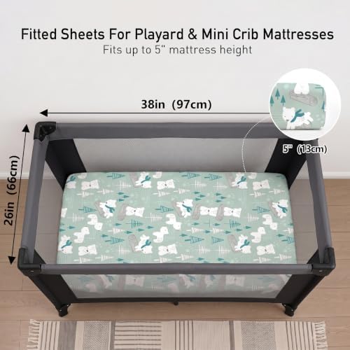 Pack and Play Mattress Sheets Fitted, 3 Pack Mini Crib Sheets - Image 4