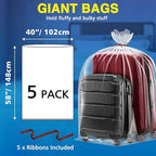 5 Pack 40” x 58” Extra Large Clear Plastic Storage Bags - Image 2