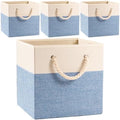 PRANDOM Large Foldable Cube Storage Bins 11x11 inch Fabric Linen Storage by Prandom