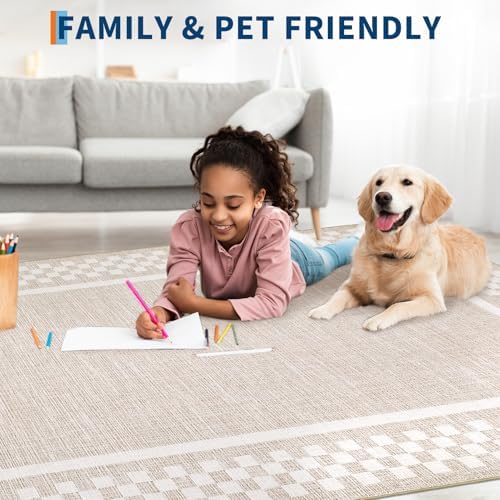 GarveeHome Modern Bordered 8x10 Washable Area Rugs - Image 3