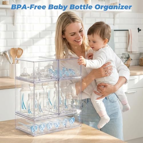 Baby Bottle Organizer for Countertop, 5 Stackable Storage Drawers - Image 3