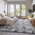 Amdrebio Tie-Dyed Light Grey Fluffy Large Rug 6x9 - Image 3