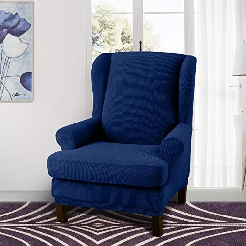 Granbest Premium Water Repellent Wingback Chair Cover 2-Piece High Stretch - Image 2