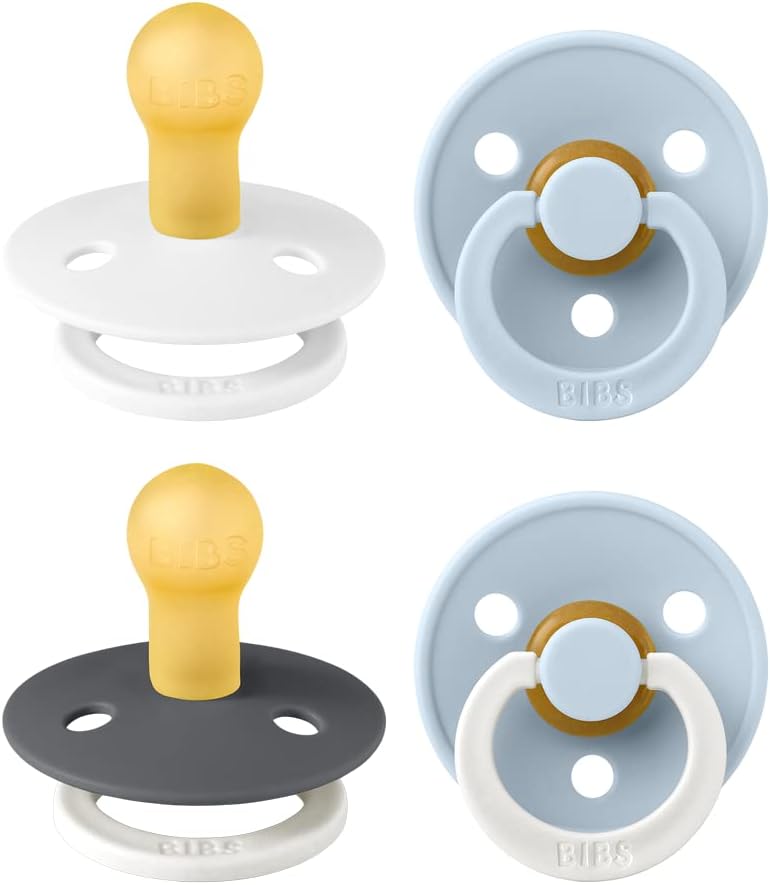BIBS Color Pacifiers 4-Pack | BPA Free Soother Pacifier | Round Nipple | by BIBS