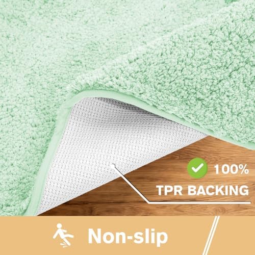 Polyester Bathroom Runner Rug 24"x72" Light Green, Soft Bath Mat - Image 5