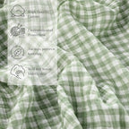 Breling 2 Pcs Muslin Green and Green Gingham Crib Sheets - Image 3