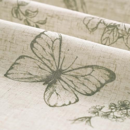 jinchan Ruffled Floral Valance Curtain 18 Inch 1 Panel Green on Beige - Image 7