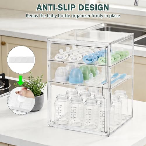 Baby Bottle Organizer, 3 Tiers Acrylic Bottle Storage Organizer Container - Image 4