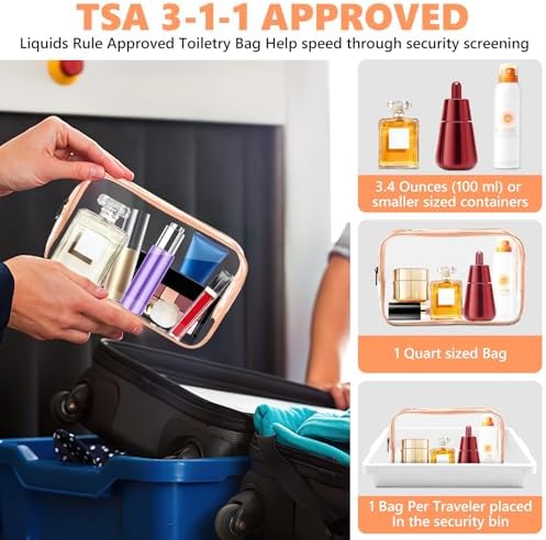 AURUZA Clear Makeup Bag, Portable Travel Toiletry Bags - Image 3