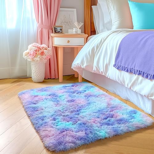 Amdrebio Purple Rainbow Mermaid Small Mini Cute Rug 2x3 - Image 4
