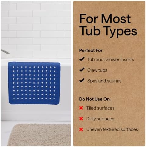 GORILLA GRIP Bath Tub Shower Mat, Bathtub Floor Liner, 35x16 Royal Blue - Image 5