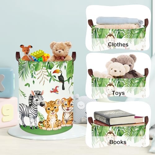 Clastyle Safari Animal Laundry Basket Leaf Kids Clothes Book Storage Basket - Image 5