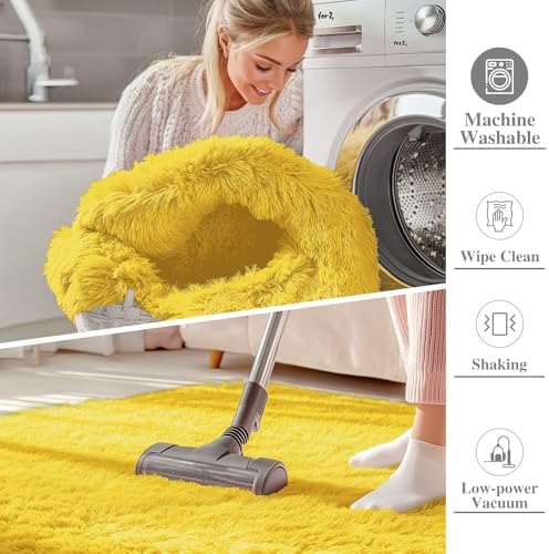OLANLY 3x5 Machine Washable Small Bedside Rug, Soft Fluffy Shaggy Rugs - Image 2