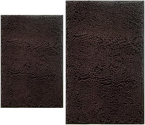 Bathroom Rugs Sets 2 Piece, Extra Soft Chenille Bath Mat Ultra Absorbent by BOANKODU
