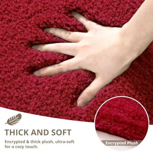Polyester Bathroom Rug 24"x36" Red, Non-Slip Soft Shaggy Bath Mat - Image 4