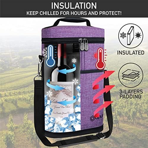 opux 2 Bottle Wine Carrier Tote, Insulated Leakproof Wine Cooler Bag, Wine - Image 2