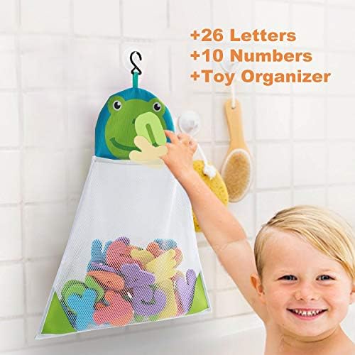 Bath Toys Organizer + 36 Soft Foam ABC 123 Letters & Numbers Bathroom Alphabet - Image 4
