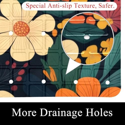 Bathtub Mat Non Slip 26.8x15.1 Inch, Flower Shower Mat - Image 2