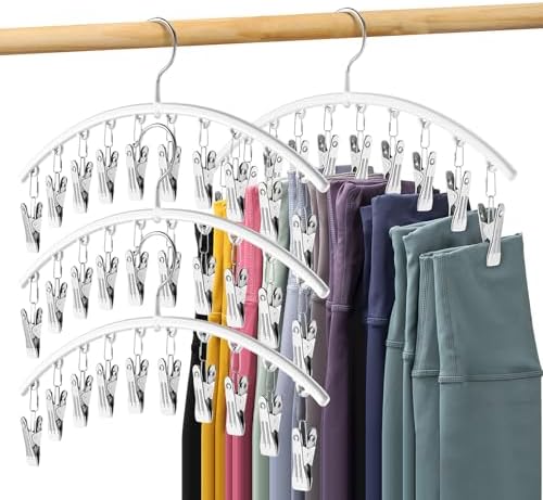 Legging Organizer for Closet, Metal Yoga Pants Hanger w/Rubber Coated 4 Pack by Volnamal