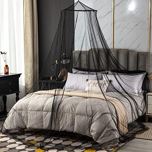 Mosquito Net Bed Canopy for Girls Black Bed Curtains Tent Twin Queen Size - Image 3