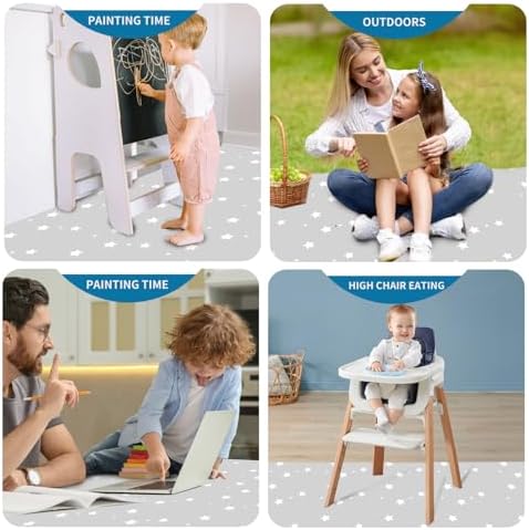High Chair Splash Pad, Washable Floor Protection Table Cloth Portable Early - Image 7