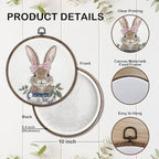 GWFSJYU Bunny Framed Wall Art, Chinoiserie Rabbit Round Canvas Prints Wall Art - Image 7
