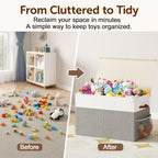 Large Toy Storage Box with Lid, Toy Chest with Divider, Foldable Organizer - Image 3