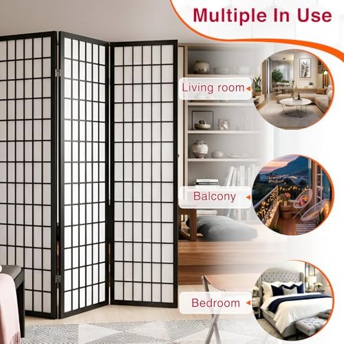 Room Divider, 4 Panel Folding Privacy Divider Portable Room Separating Dividers - Image 6