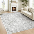 6x9 Area Rugs for Living Room: Washable Vintage Floral Rug Low Pile Non-Slip by LOSBULAKE