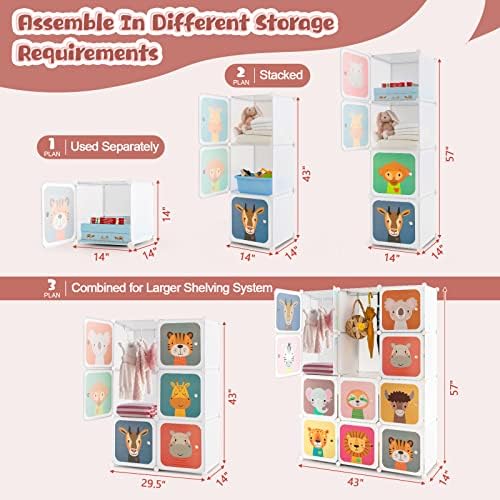Costzon Kids Closet, Cartoon DIY Modular Dresser Storage Organizer - Image 3