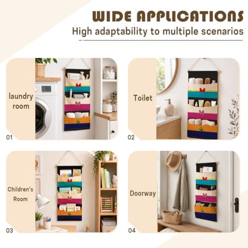 3-Pocket Hanging Wall Organizer, Colorful Bow Design - Image 4