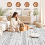Nakagishi Boho 6x9 Area Rug Living Room Rugs Machine Washable Gray - Image 3