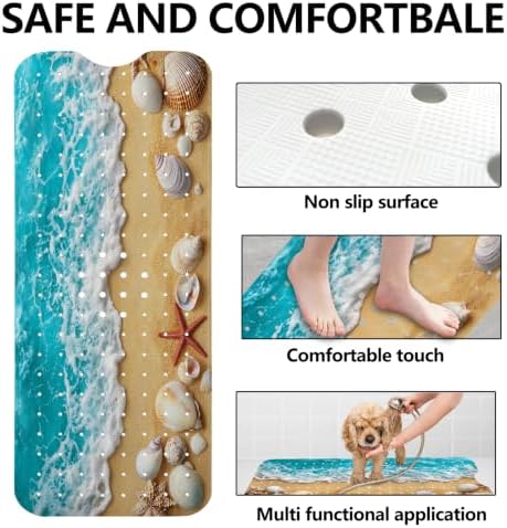 LNOND Summer Beach Bathtub Mat Non Slip, 40 X 16 Inch Tub Mat - Image 6