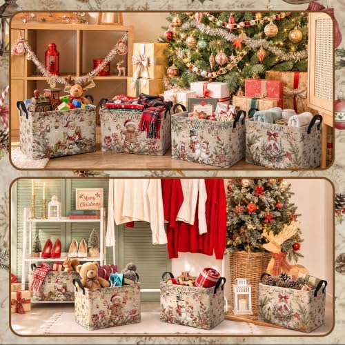 4 Pack Christmas Storage Bin Collapsible Large Christmas Gingerbread Storage - Image 5