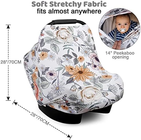 Rquite 4-in-1 Baby Car Seat Canopy, Stretchy Nursing Breastfeeding Cover - Image 2