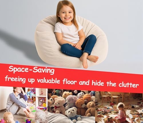 Stuffed Animal Bean Bag Storage Chair Cover Soft Washable Stuffable Removable - Image 4