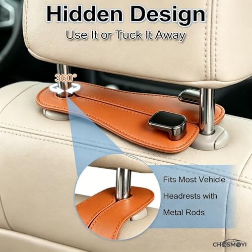2 Pack Car Seat Hooks, Leather Car Seat Back Hanger - Image 5