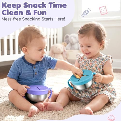 Snack Cups, 2 Pack Stainless Steel Toddler Snack Containers, Spill-Proof - Image 6