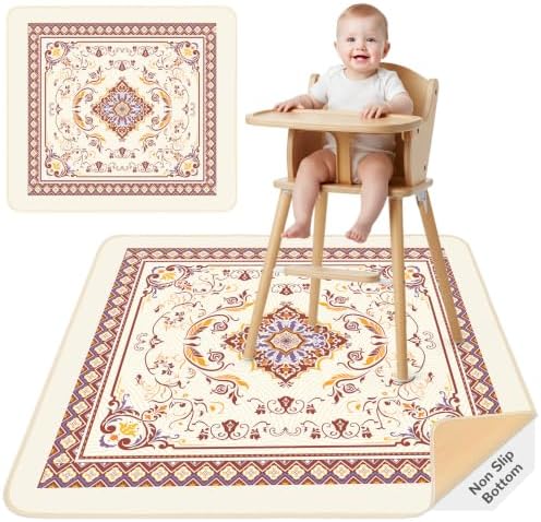 Splat Mat for Under High Chair Waterproof Non Slip Floor Mat for Baby by UnicornCastle