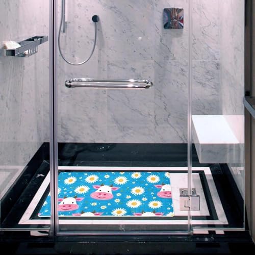 Shower Mat Non Slip, Cows Daisies Pattern Anti Slip Bath Mat - Image 6